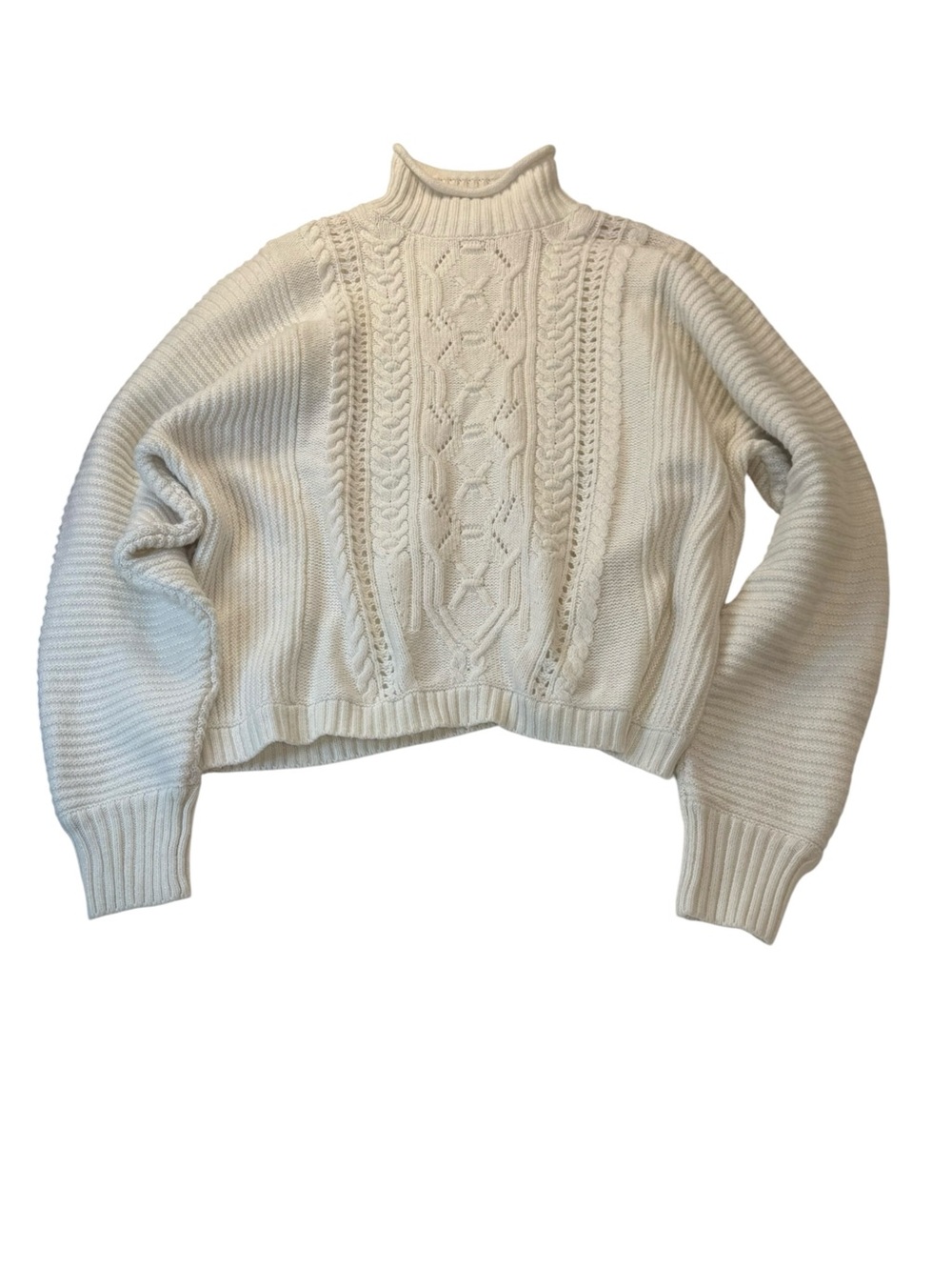 Olive & Oak Ivory Cable Turtleneck Pullover Knit Sweater Size Medium NWT